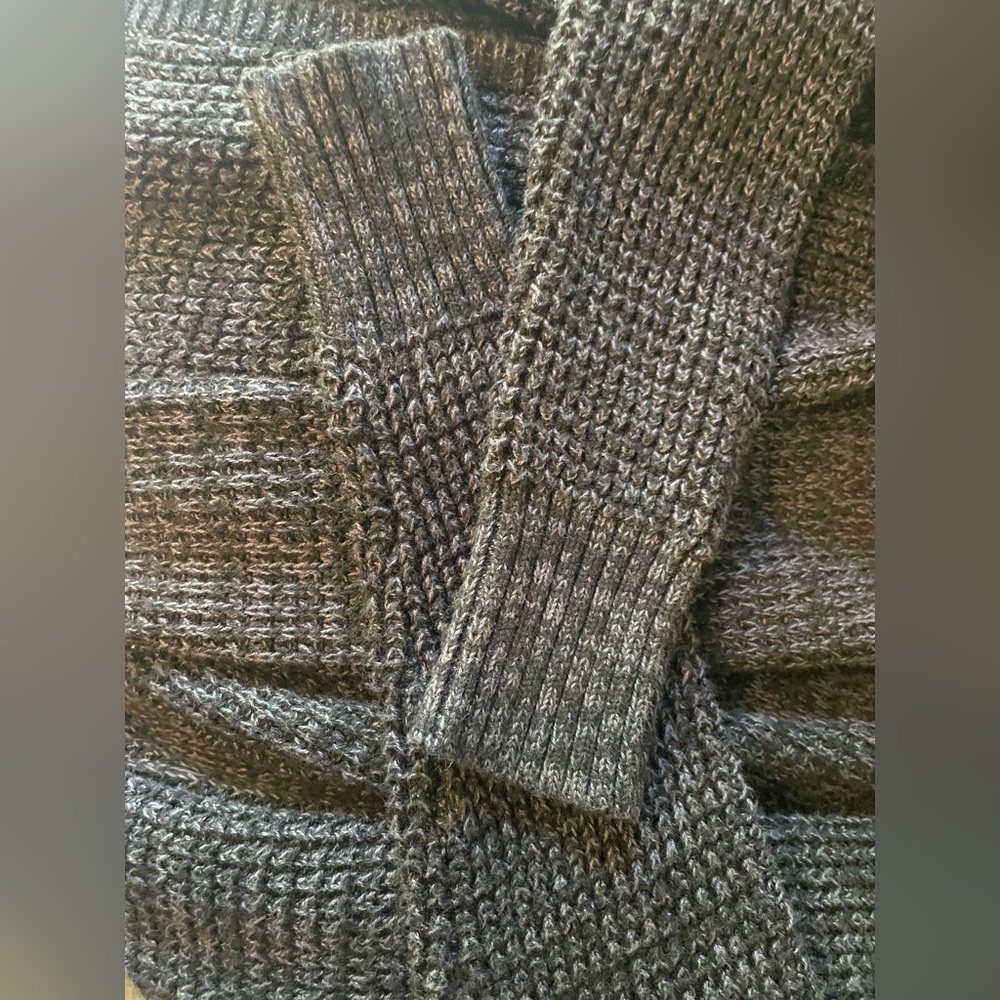 Market & Spruce Open-Front Shawl Cardigan - Charcoal Cotton Wool Blend M - Picture 6 of 8